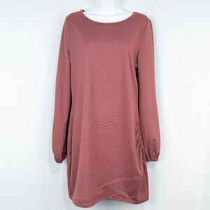 Carve Designs Lenora Long Sleeve Mini Dress Womens Medium Brick Rose Ruched